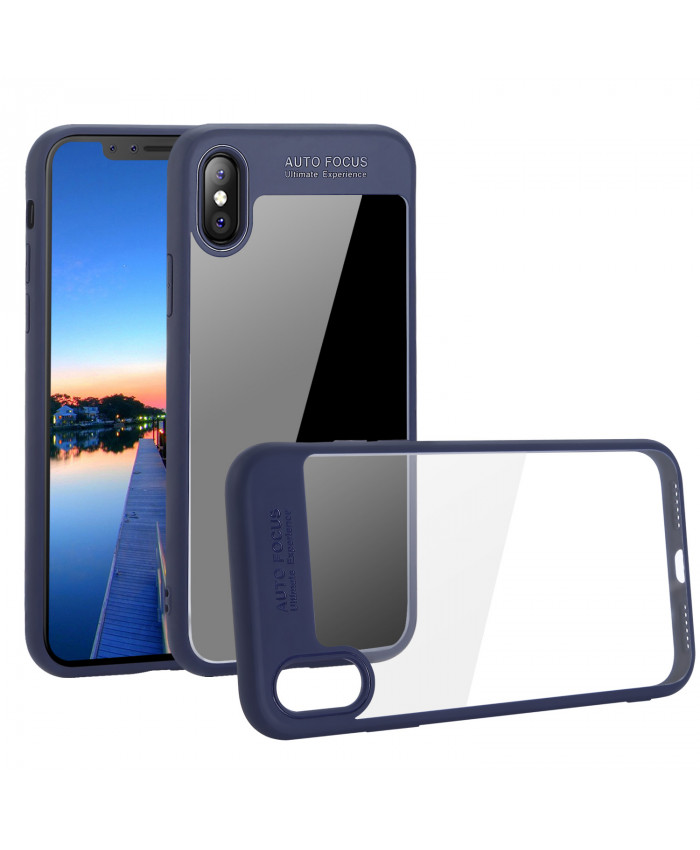 TOROTON iPhone X Case,Ultra Thin Shock-Absorption Transparent Hard Protective Case Cover for Apple iPhone X (A1865 A1901) -Navy